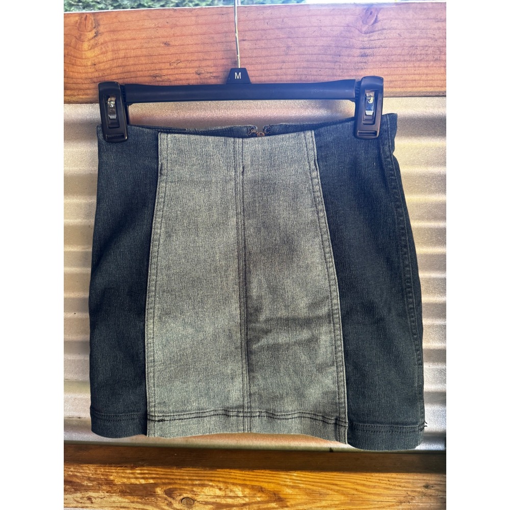 Free People Two Tone Denim Mini Skirt Colorblock - Size 0